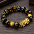 Obsidian Stone Beads Bracelet For Men and Women Unisex Wristband Gold Black Pixiu Wealth and Good Luck Bracelet Design