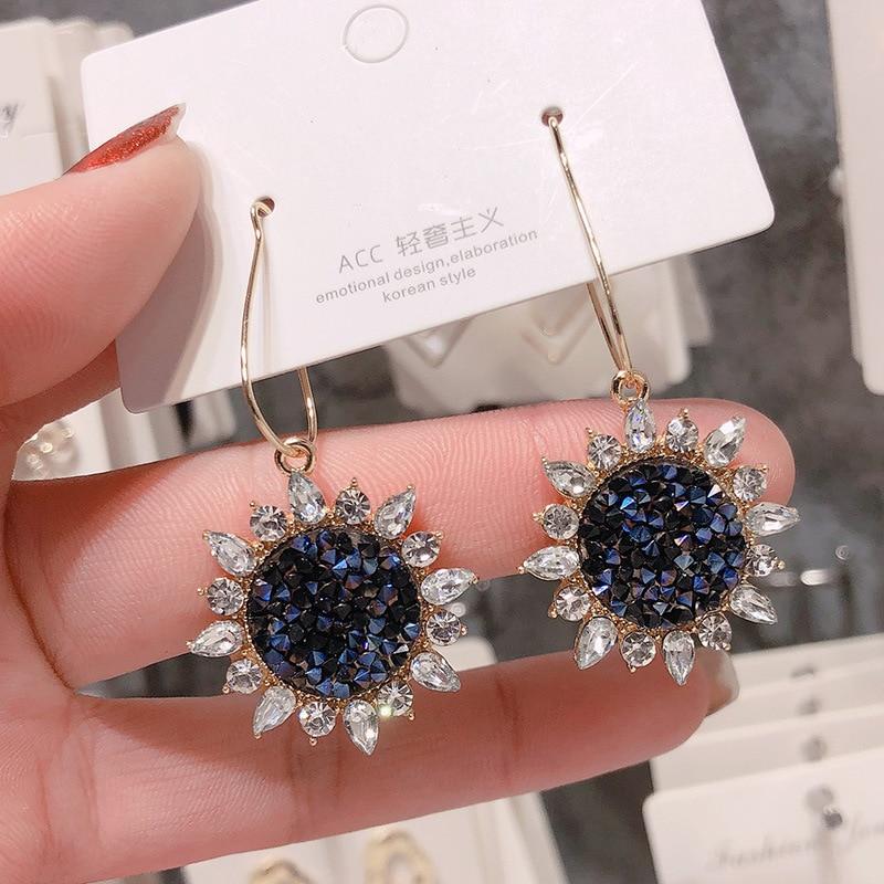 New Luxury Long Crystal Tassel In Gold Color Dangle Earrings For Women