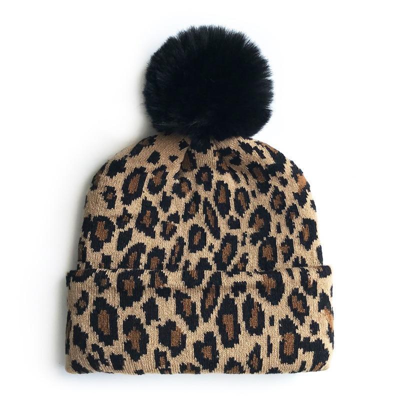 Matching Family Outfits Leopard Children Hats Mother Kids Hats Winter Kids Caps For Mother & Daughter in Elegan Leopard Design