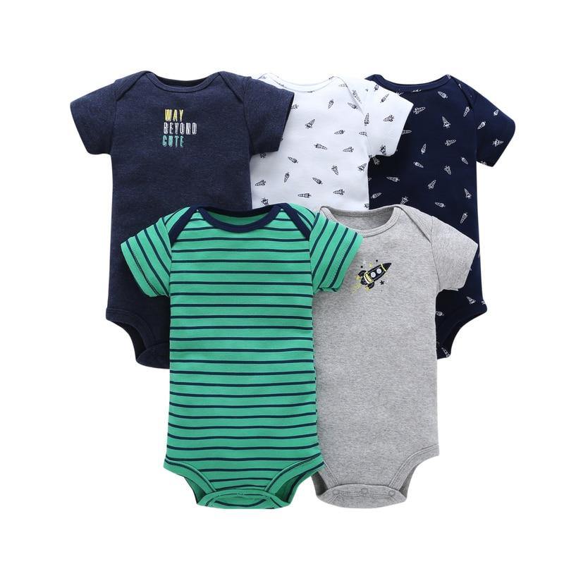 5PCS/SET Baby Bodysuit Newborn Clothes Short Sleeve Cotton Unisex Body Clothing Pajams for Kids