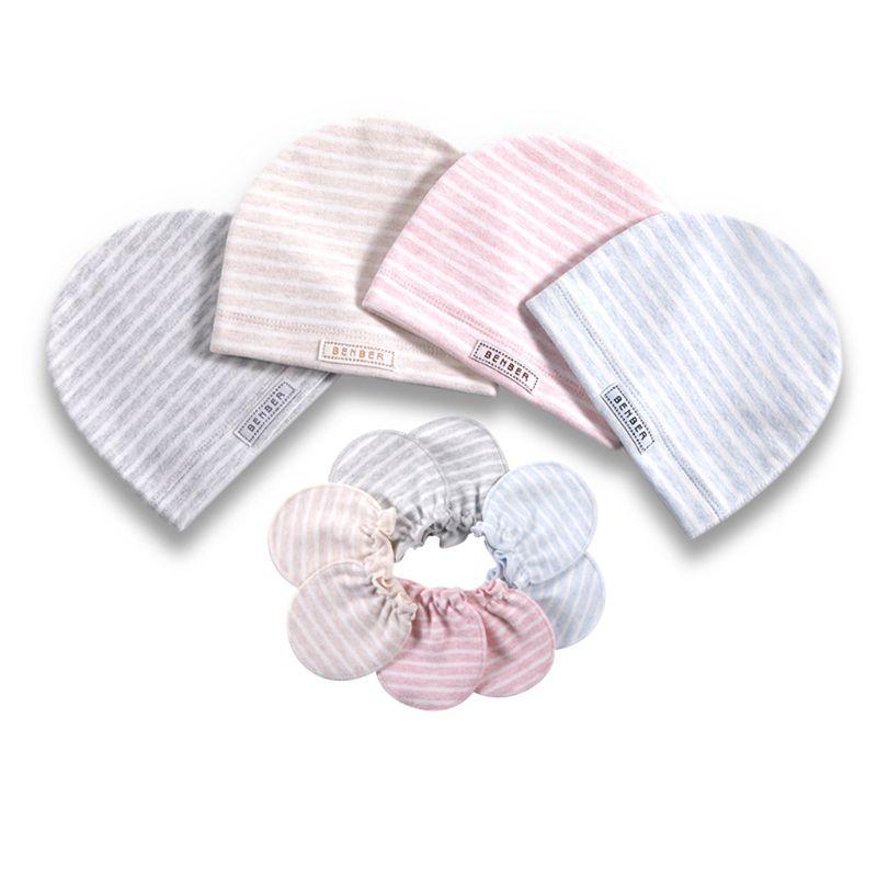 Modern Newborn Baby Births Cap and Gloves Set Soft Cotton Kids Infants Anti-scratch Gloves Hat Gifts For Baby