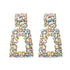 New Long Metal Hollowed-out Hanging Colorful Crystals Dangle Drop Earrings Fine Jewelry Accessories For Women