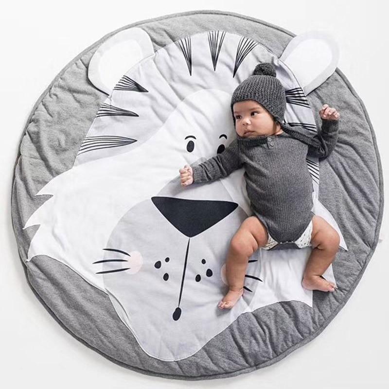 Play Mat Cartoon Animal Baby Mats Newborn Infant Crawling Cotton Round Floor Carpet Rugs Mat for Kids Room Nursery Decor