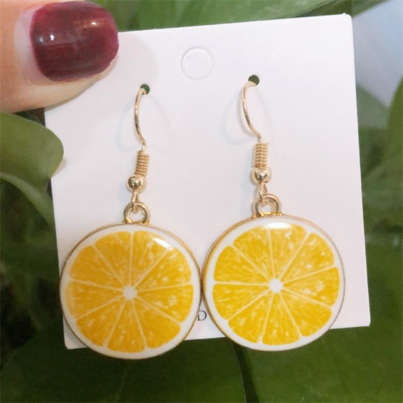 Unique Resin Stereo Lemon Orange Earrings With Long Pendant Fashion Summer Fruit Jewelry Designs For Girls And Teenagers