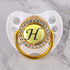 Luxury Glam Crystal White Bling Pacifier 26 Initial Letters Available Handmade Rhinestones Baby Pacifier For Baby