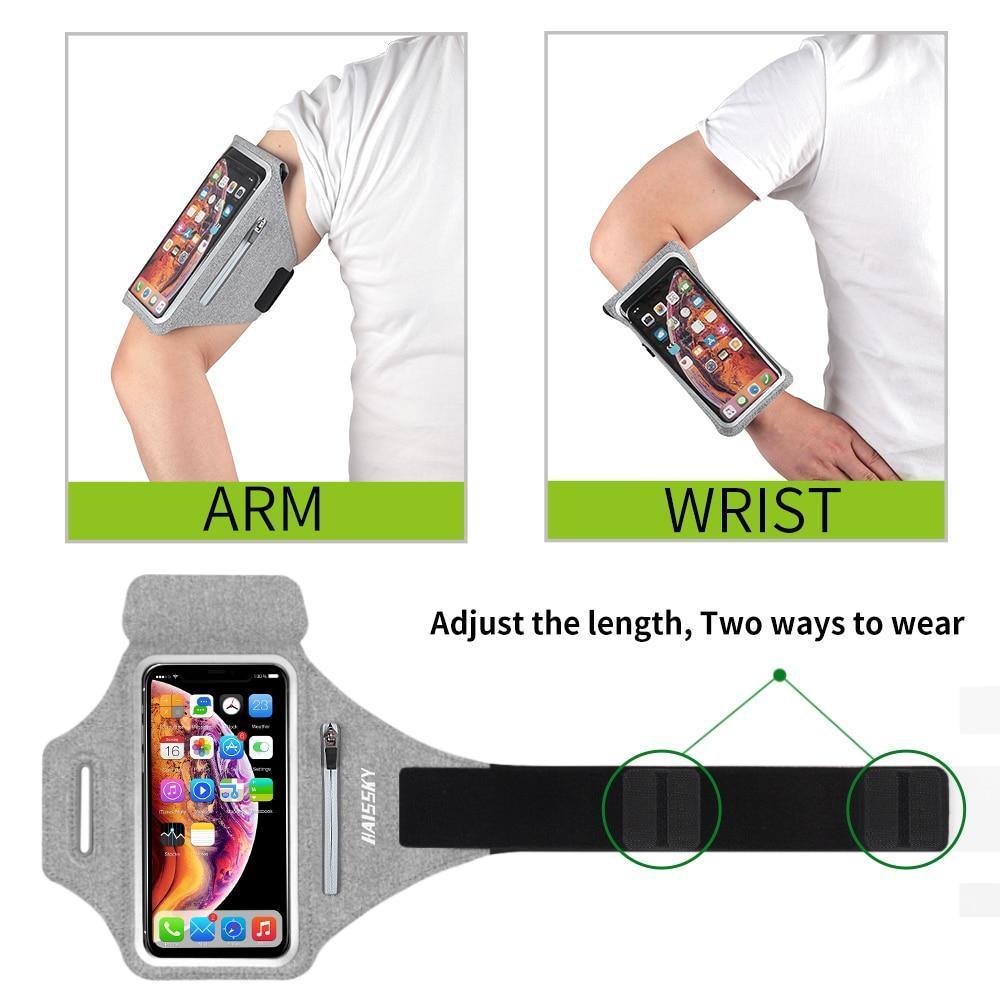 Sports Green Armbands Zipper Running Bag Phone Case Holder Wrist Arm Band Holder Pouch Case For Exercise Workout