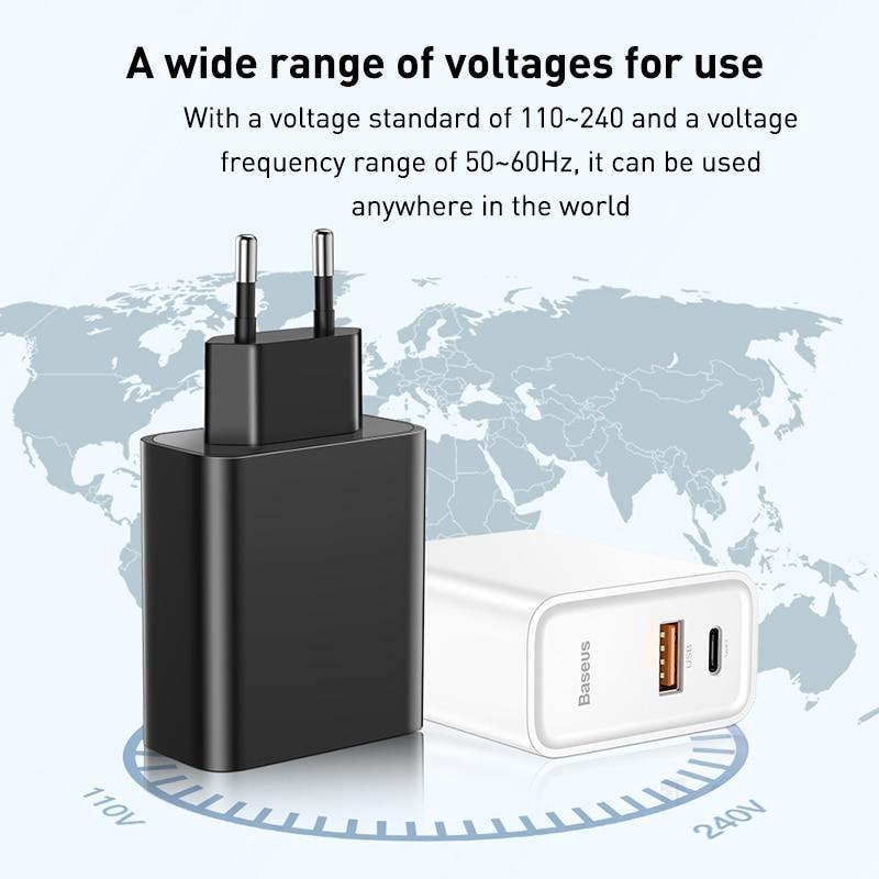 Dual Fast Charger 30W Support Quick Charge 4.0 3.0 Phone Portable USB C PD Charger