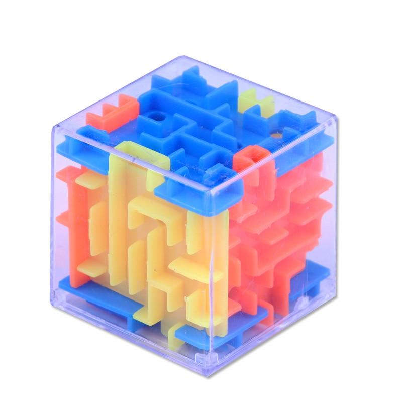 3D Maze Magic Cube Transparent Six-sided Puzzle Speed Cube Rolling Ball Game Maze Toys for Children Educational