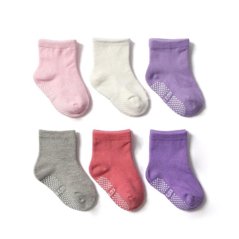 6 Pairs Cotton Baby 's Non-slip Boat Low Cut Floor Socks With Rubber Grips For Boys & Girls Sock