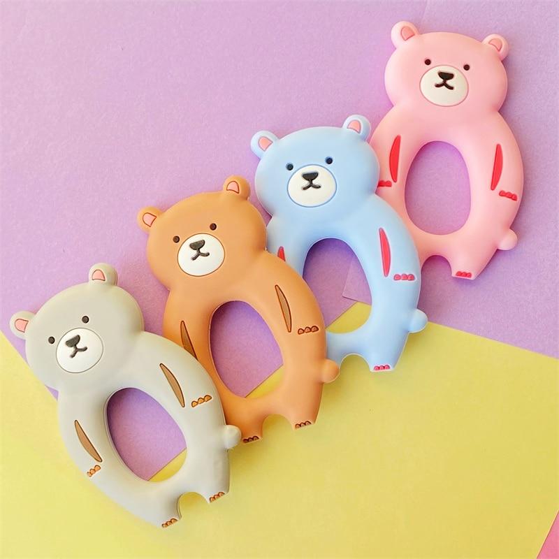 4pcs  Bear Silicone  Teether Baby Teething Toys Chewable  Cartoon Animal Shape Baby Products Nursing Gift