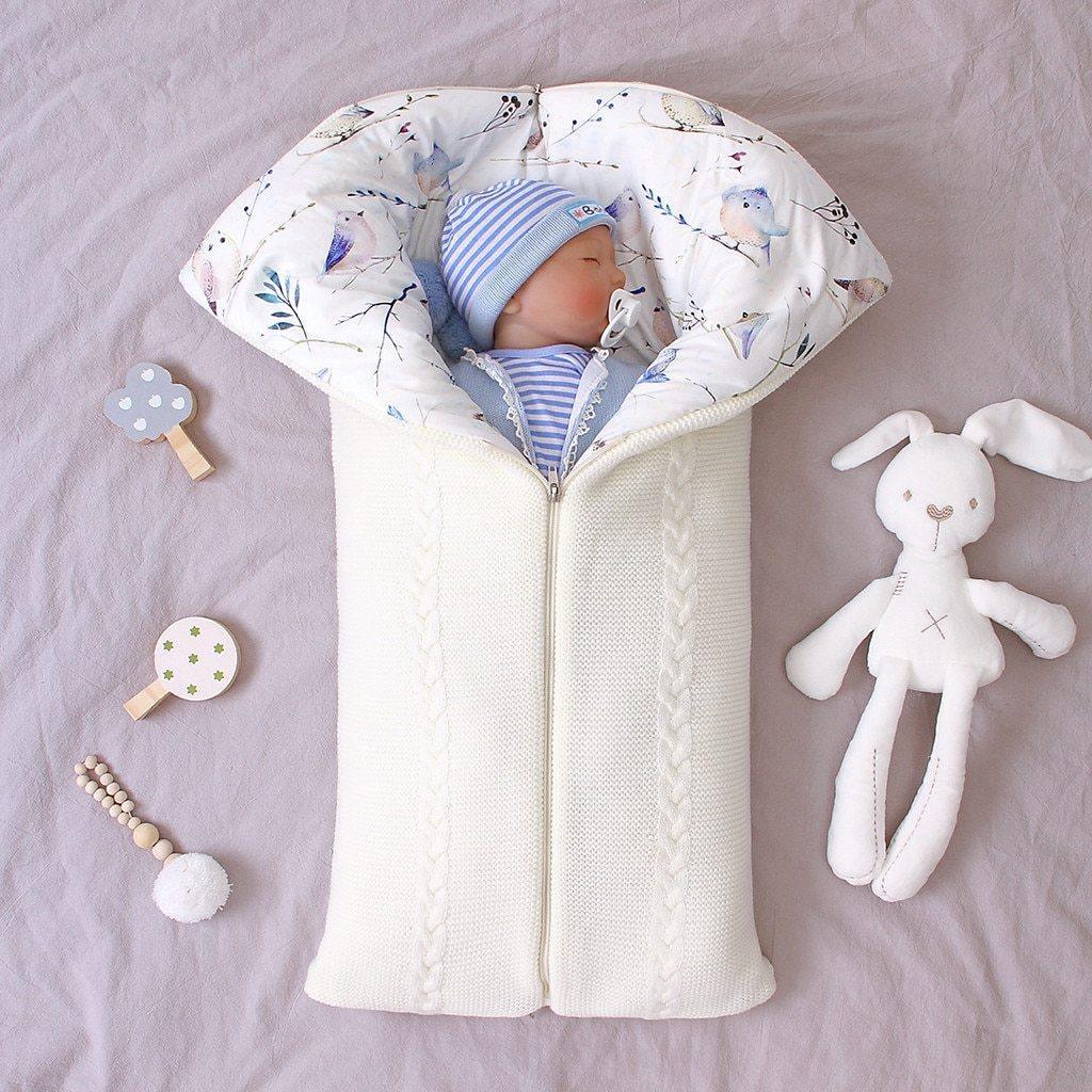 Newborn Infant Baby Knit Sleep Bag Stroller Envelope Blanket Winter Warm Swaddle Wrap Sleeping Bag For Babies