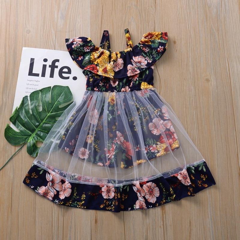 Modern colorful Floral Design Girl Princess Strapless Girls Dresses Summer Dress For Birthday And All Occasion