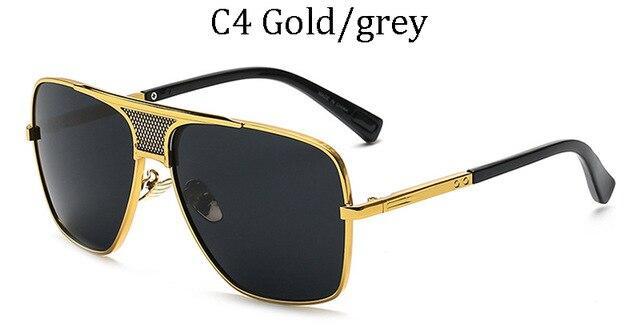 Modern Luxury Fashion Metal Gradient Square Big Frame Men's Sunglasses Brand Design Driving Sunglasses Retro Glasses Oculos De Sol