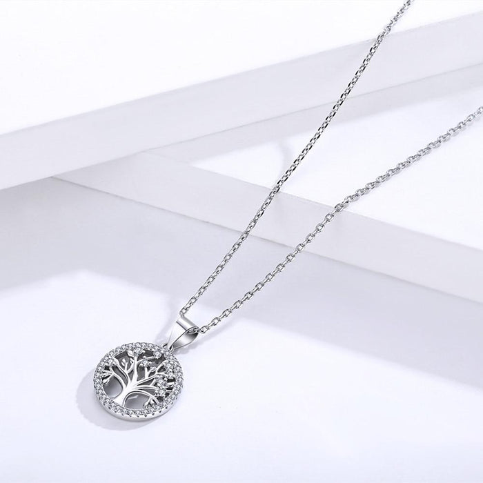 Authentic 925 Sterling Silver  Life Tree Necklace For Ladies Nature Lucky Jewelry Pendant Link Charm