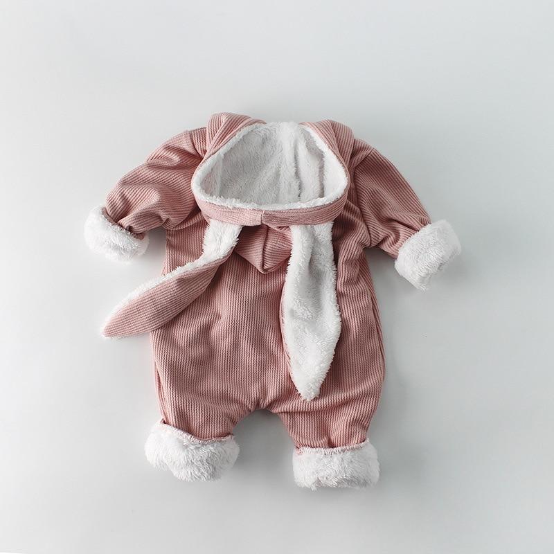 Winter Baby Rompers Newborn Boys Girls Clothes Rabbit Ear Hooded Jumpsuit infant In Luxury Rabbit Design