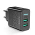 Portable Dual USB Black Charger 5V 2.4A Fast Charging Wall Charger Adapter EU Plug Mobile Phone Gadgets