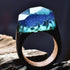 Luxury Handmade Unique Unisex Ring For Womens and Men  Wood Resin Ring Handmade Snowy Mountain Forest Micro Landscape Wooden Rings