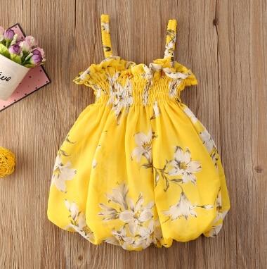 Luxury Modern Colorful Floral Design Toddler Baby Girl Summer Floral Print Sleeveless Dress FOr Baby Girls