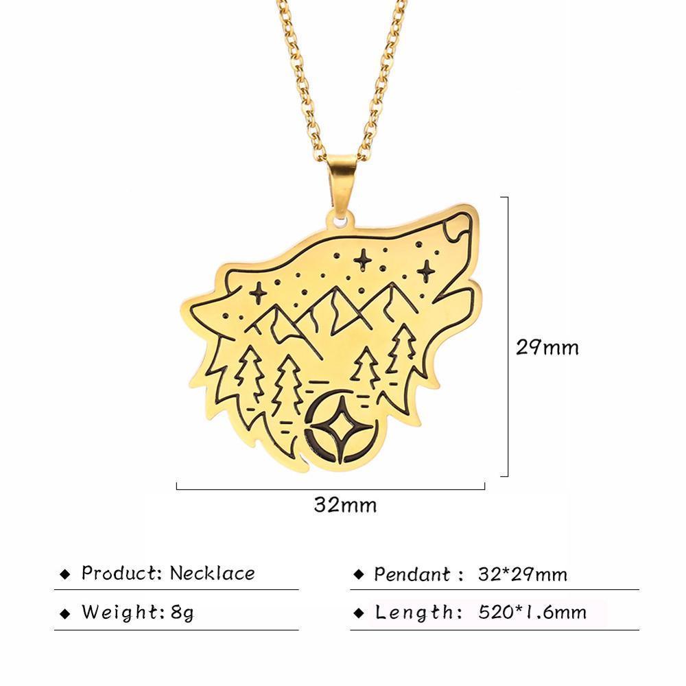 Amazing Wolf Animal Necklace 316L Stainless Steel Forest Animals Luxury For Men Elegant Necklace Hollow Cut Out Pendant Jewelry Gift For Women