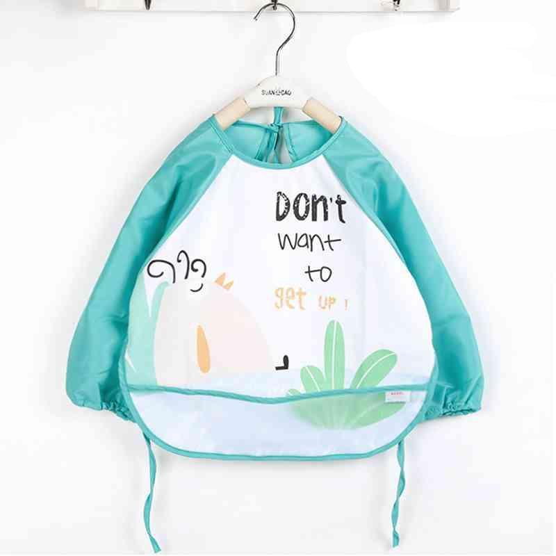 Cute Cartoon Print Baby Waterproof Long Sleeve Apron Children Feeding Smock Bib Baby Accessories