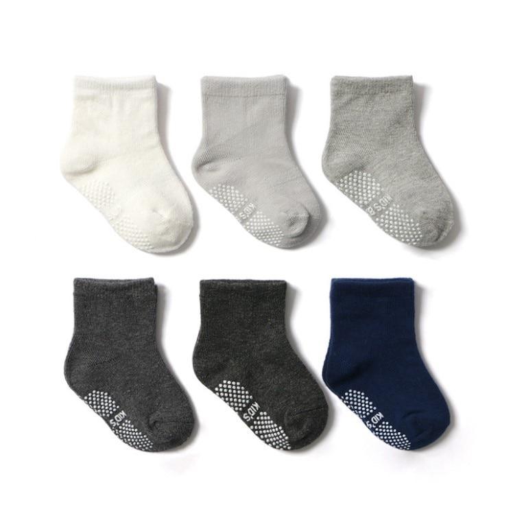 6 Pairs Cotton Baby 's Non-slip Boat Low Cut Floor Socks With Rubber Grips For Boys & Girls Sock