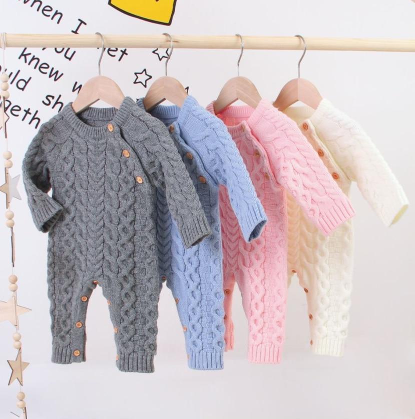 Handmade Knitted Baby Clothes Long Sleeve Newborn Baby Romper Winter Spring Baby Girl Romper Jumpsuit For Boys and Girls