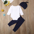 Modern Formal Baby Boys Gentlemen Sets Bow Tie Romper +Long Pants+ Hat Autumn Outfits For Boys Kids