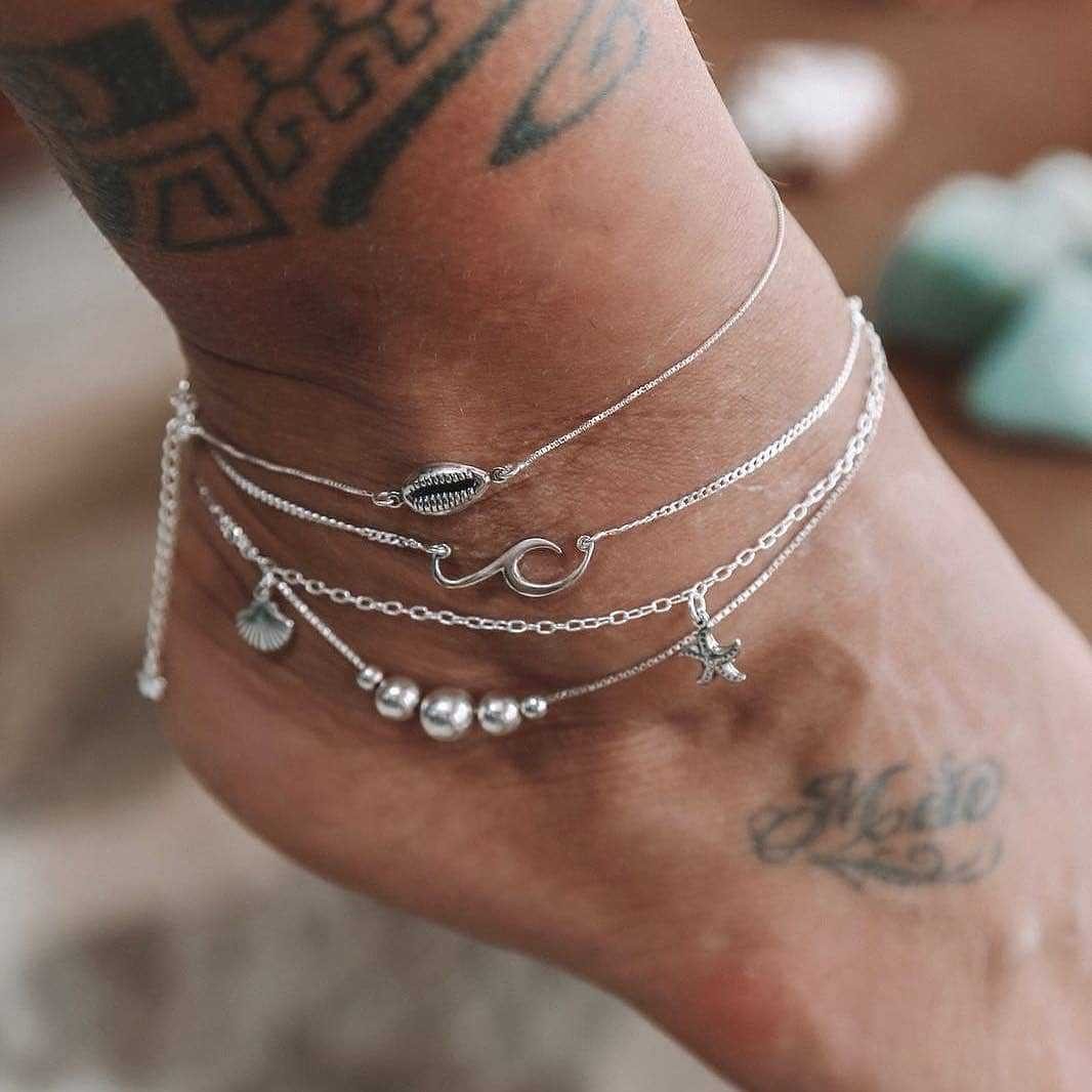 Luxury Bohemian Star Shell Ankle Bracelet Foot Jewelry Brecelet Simple Shell Anklets for Women Summer Style