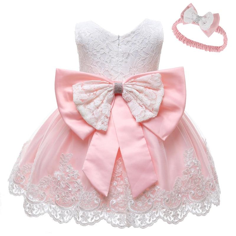 Modern luxury Baby Elegant Baby Girls 1st Year Birthday Dress Halloween Costume Party Dress For Baby And Girls With Big Bow And Modern Unique Colors