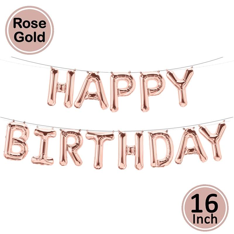 Birthday Balloons Foil Number Ballon Banner Party Decorations  Rose Gold