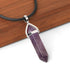 Real Raw Pink Purple Gem Crystal Necklace Hexagonal Bullet Natural Stone Necklace Pendant Women Jewelry