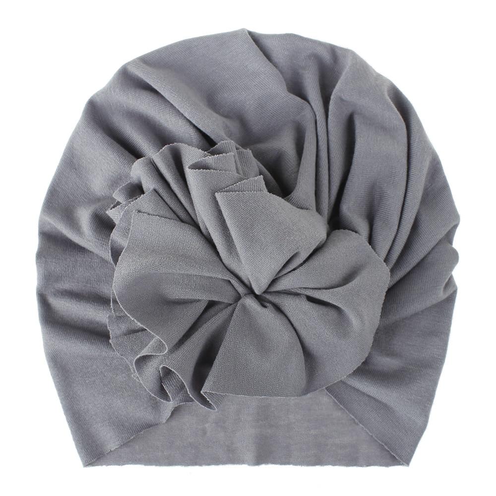 Handmade Pleated Flower Babies' Knitted Cotton Cloth Turban For Baby Girls In Elegant Style