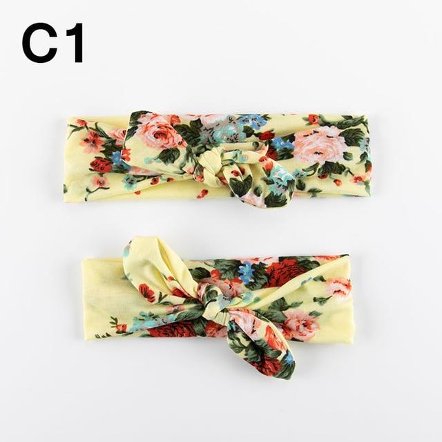 Mother & Baby Headband for Girl Bow Hairband Floral Elastic Hair Bands Parent-Child Turban Hair Accessories Bow For Mother and daughter