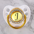 Luxury Glam Crystal White Bling Pacifier 26 Initial Letters Available Handmade Rhinestones Baby Pacifier For Baby