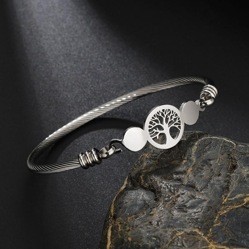 New Modern Luxury Charm Elegant Hollow Tree Of Life Bracelets Amazing Stainless Steel Gold Cuff Bangles For Women