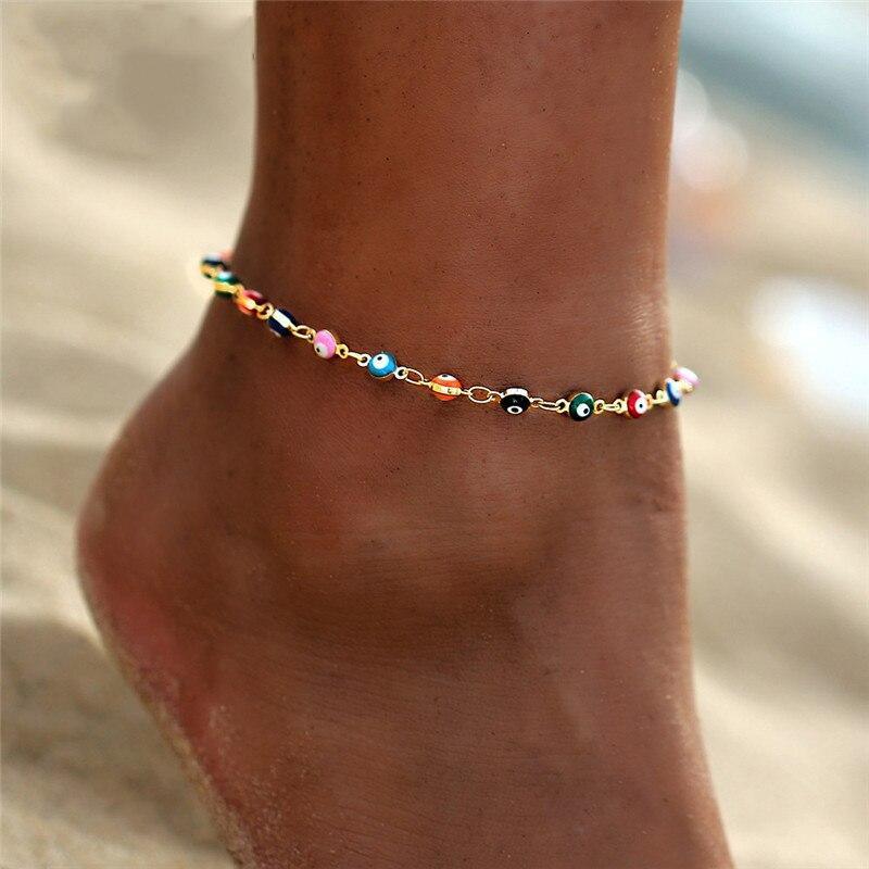 Handamde Luxury Bohemian Beads Anklets for Women Colorful Stone Crystal Shell Anklet Bracelet For Leg Jewellery