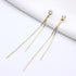 New Luxury Long Crystal Tassel In Gold Color Dangle Earrings For Women