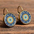 Handmade Boho Flower Drop Earrings For Women Vintage Jewelry Geometric Pattern Round Earrnings