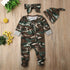 Newborn Baby Girls Boys Camouflage Military Deisgn Romper Infant Cute Zipper Casual Jumpsuit Hairband Hat Set Clothes For Girls And Boys