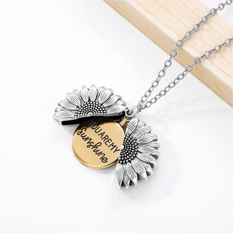 Necklace with Message Sunflower Necklaces For Women Rose Gold Silver Color Jewelry Cool Style Perfect Gift For Girl