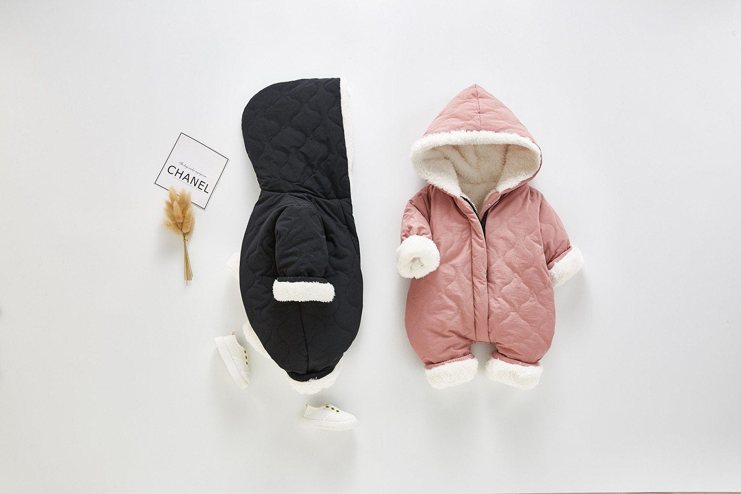 Modern Elegant Winter Children's baby Plush Thickened Cotton Jumpsuit Jacket For New Baby  Boys and Girls