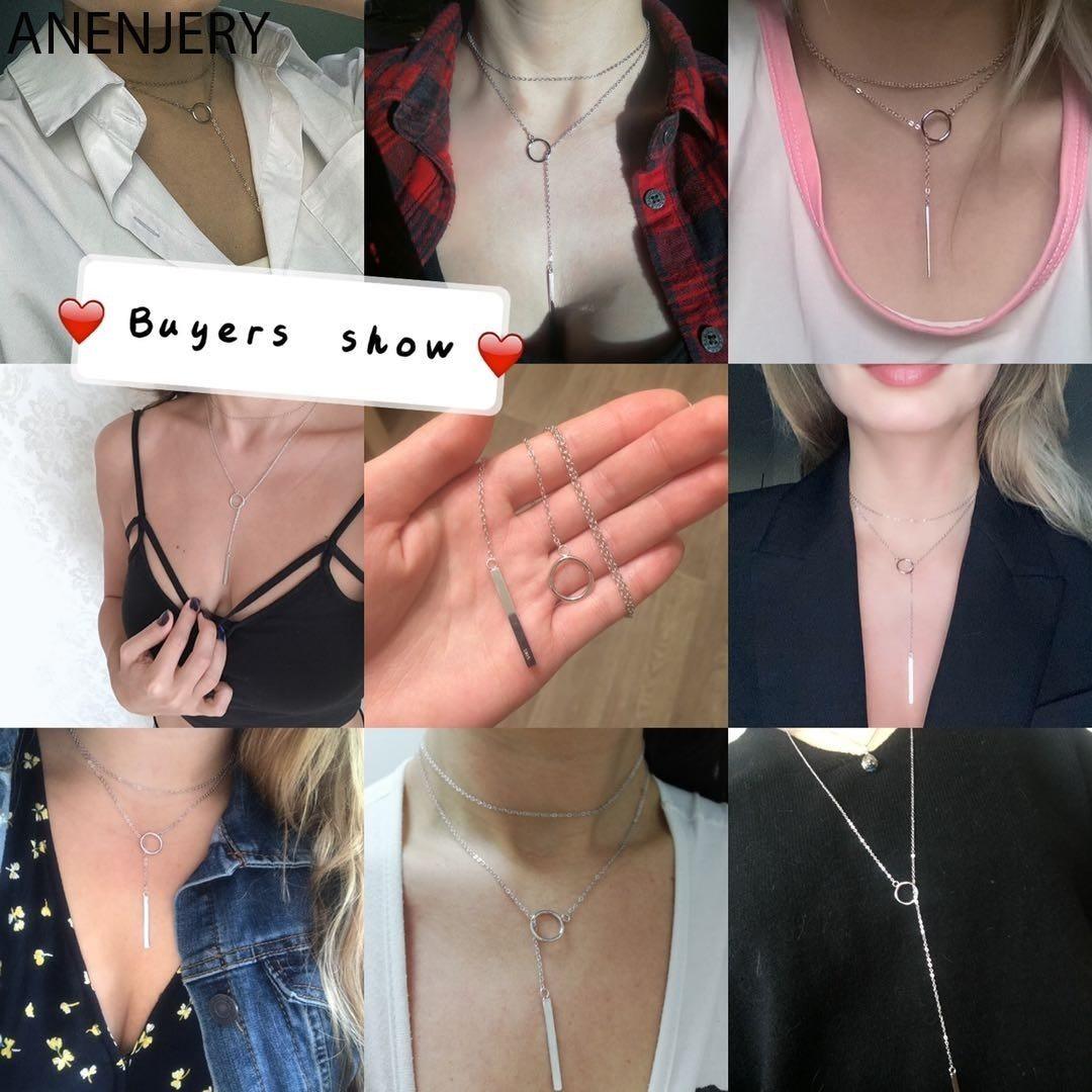 Luxury Modern Circle Strip Long Chain Necklace For Women And Man Perfect Gift Jewelry Cool Style