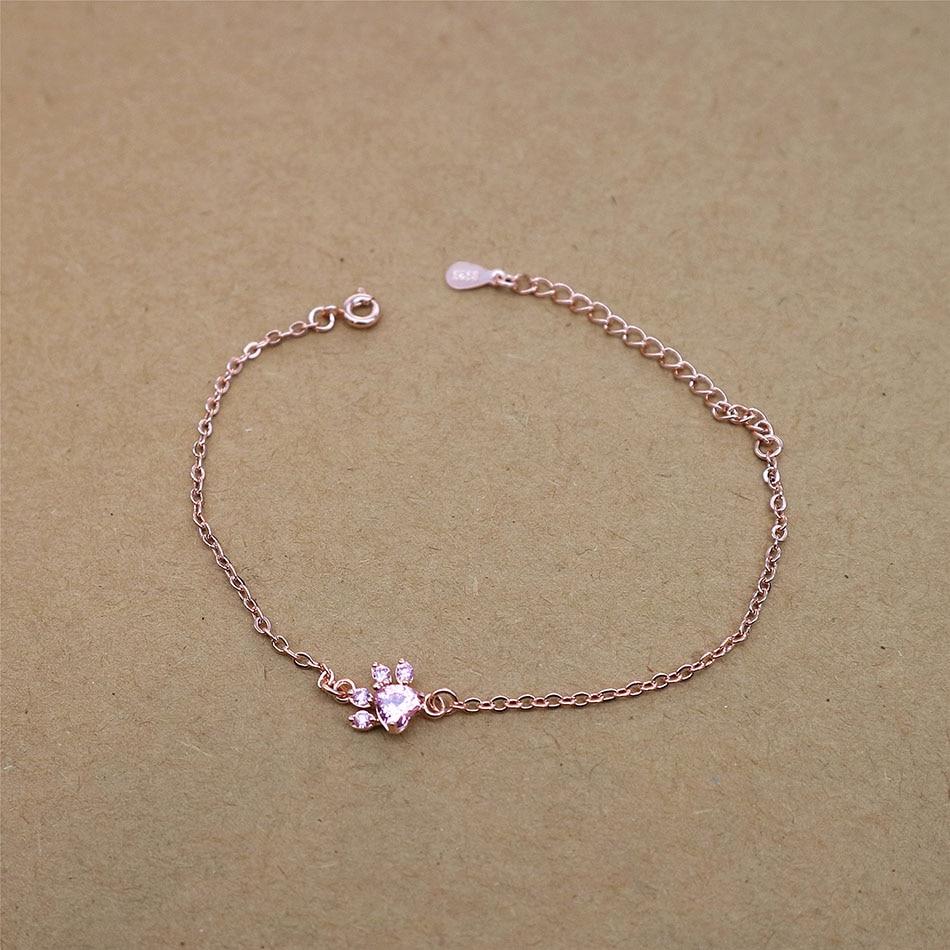 Elegant Wedding Jewelry Modern Dog Cat Paw Bear Claw Pink Heart AAA Cubic Zircon Rose Gold Chain Link Luxury Bracelets For Women Party Jewelry Gift