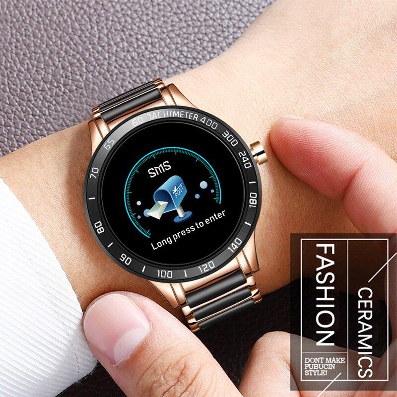 Luxury Ceramic Elegant Unisex Smart Watch With Heart Rate Monitor and Blood Pressure Fitness tracker Ceramic strap Sport Watch With Waterproof Protection