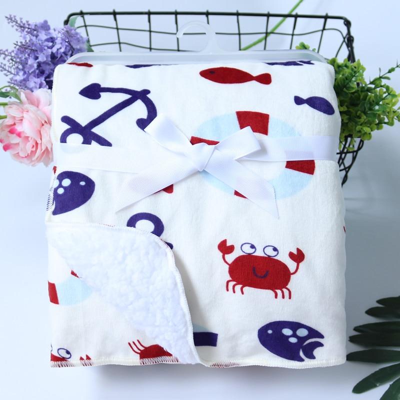 Baby Blankets New Layer Coral Fleece Infant Swaddle  Wrap Owl Printed Newborn Baby Bedding Blanket