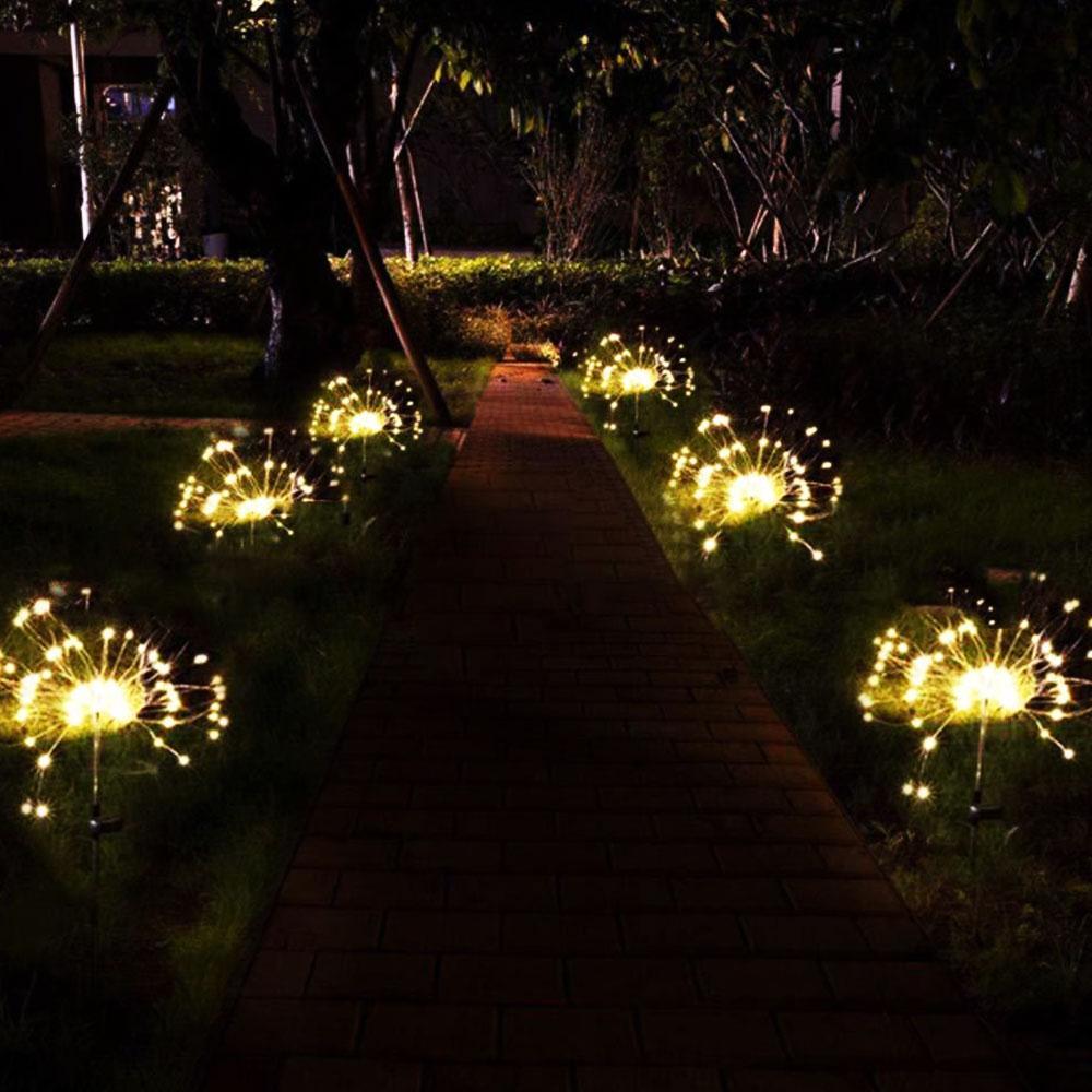 Modern Garden Luxury LED Solar Waterproof Lamp In Shape Of Tree Fireworks With Copper Wires