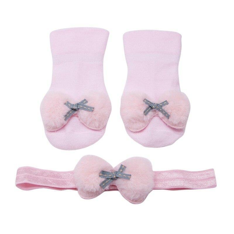 Luxury Modern Big Stretch Hair Band Crown Flower Slip Soft Cotton Socks Two-Piece Kids Children's Headwear For Girls