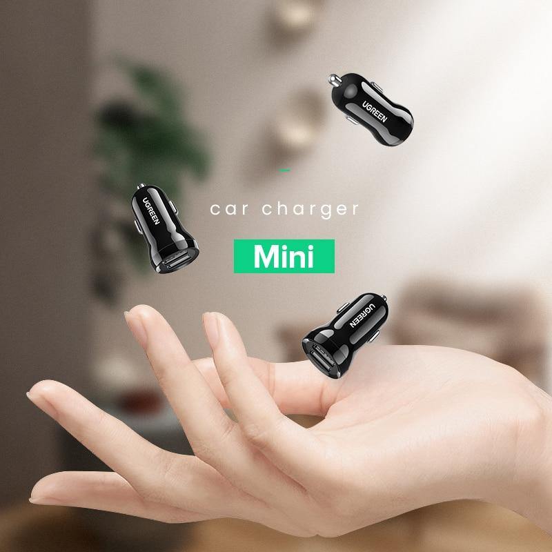 Mini USB Black Car Charger For Mobile Phone Tablet GPS 4.8A Fast Charging Dual USB Car Small Phone Charger Adapter In Car