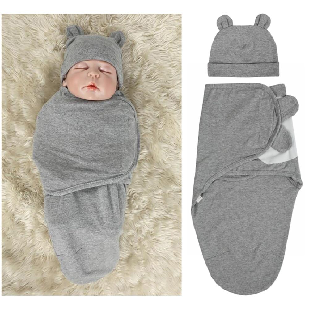 Muslin Swaddle Newborn Organic Cotton Blanket Extract Envelope Baby Sleeping Things Bedding for Boys Girls with a Hat Blanket Bag