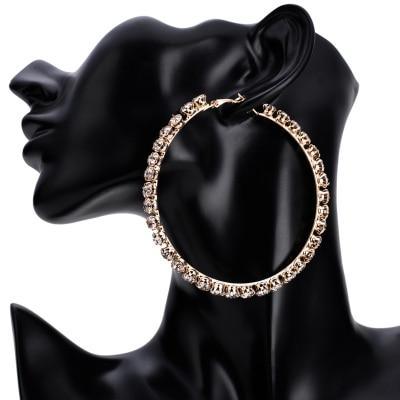 Modern Fashion Trendy Stunning Glass Rhinestone Gems Luxury Hoop Earrings For Women Elegant Jewelry Fashion Earrings